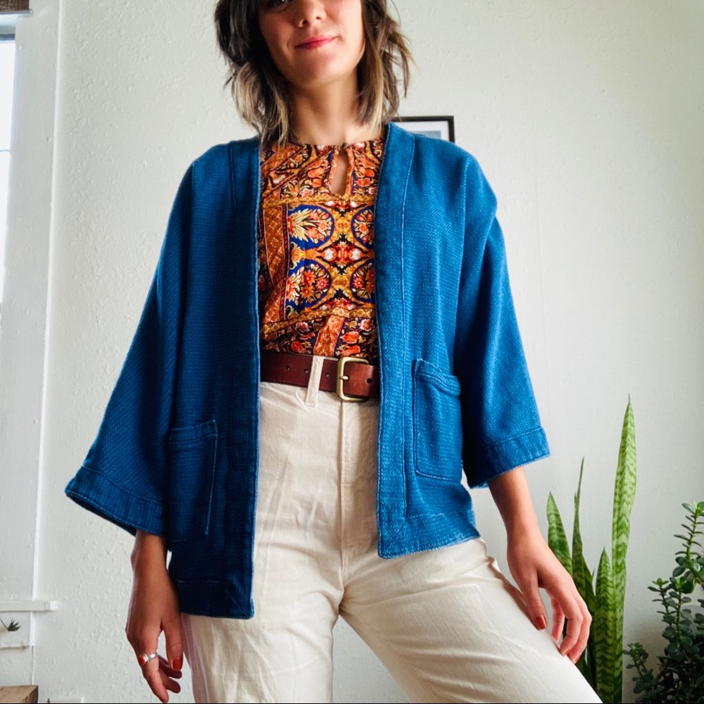 Universal Thread indigo woven cotton shrug